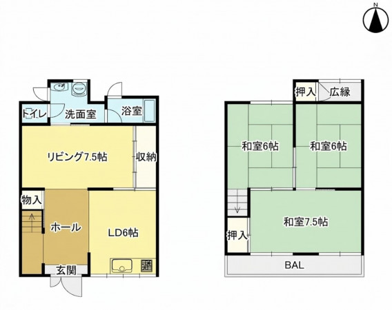 大東市南津の辺町、中古一戸建ての間取り画像です