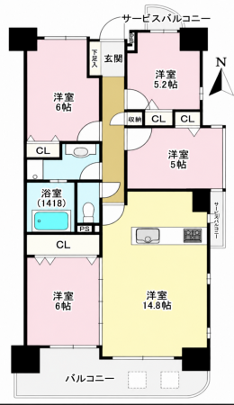 大阪市鶴見区横堤、マンションの間取り画像です
