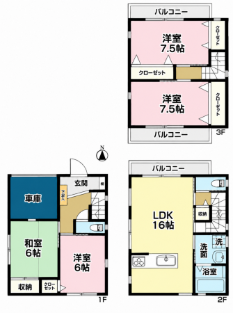 大東市明美の里町、中古一戸建ての間取り画像です