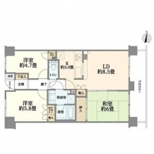 仙台市泉区泉中央、マンションの間取り画像です