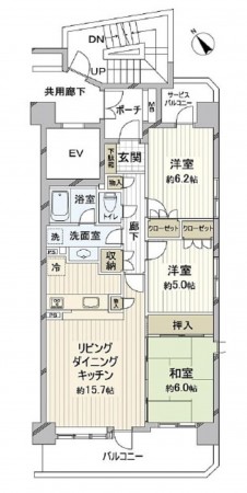 仙台市青葉区、マンションの間取り画像です