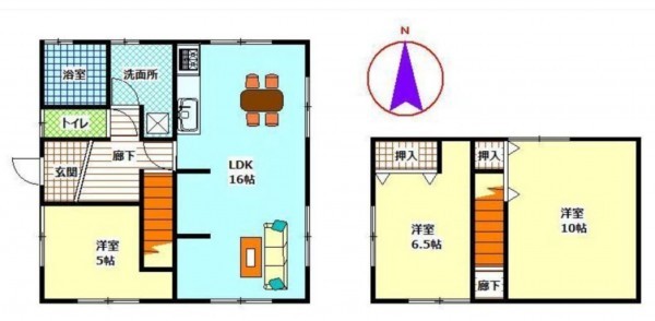 仙台市泉区泉ケ丘、中古一戸建ての間取り画像です