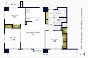 仙台市青葉区木町通、マンションの間取り画像です