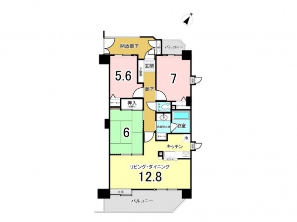 仙台市泉区松森、マンションの間取り画像です