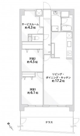 仙台市泉区泉中央、マンションの間取り画像です