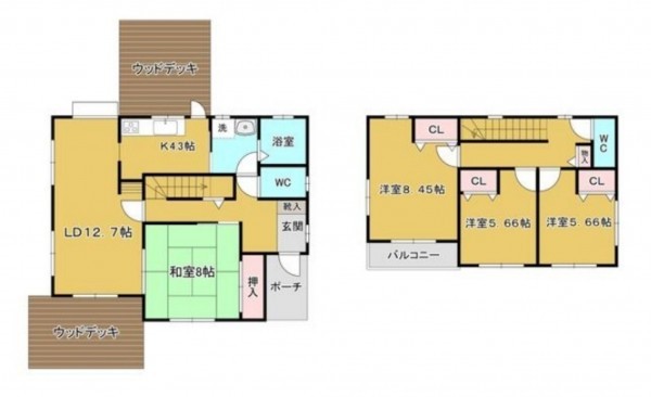 仙台市泉区北中山、中古一戸建ての間取り画像です