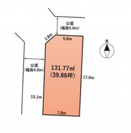 仙台市泉区向陽台、土地の間取り画像です