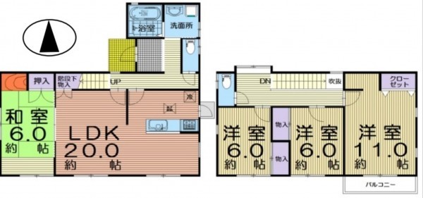 仙台市泉区住吉台東、中古一戸建ての間取り画像です