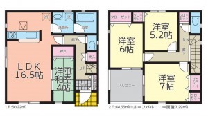 仙台市泉区向陽台、新築一戸建ての間取り画像です