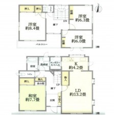 仙台市泉区住吉台東、中古一戸建ての間取り画像です