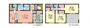 仙台市泉区鶴が丘、新築一戸建ての間取り画像です