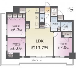 仙台市青葉区、マンションの間取り画像です