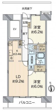 仙台市泉区八乙女、マンションの間取り画像です