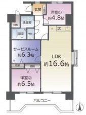 仙台市宮城野区、マンションの間取り画像です