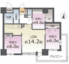 仙台市青葉区支倉町、マンションの間取り画像です