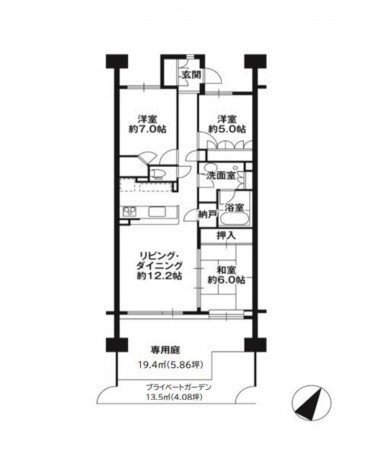 仙台市泉区八乙女中央、マンションの間取り画像です