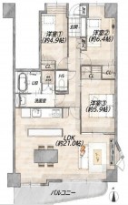 仙台市泉区みずほ台、マンションの間取り画像です
