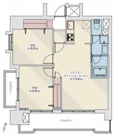 仙台市青葉区、マンションの間取り画像です