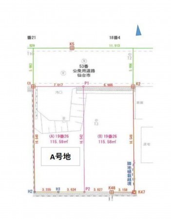 仙台市青葉区川平、土地の間取り画像です