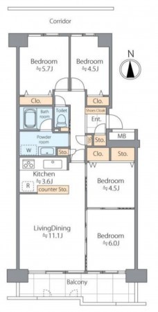 多賀城市、マンションの間取り画像です
