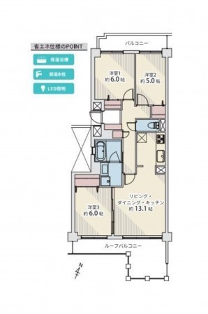 仙台市泉区黒松、マンションの間取り画像です