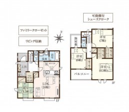 仙台市青葉区愛子東、新築一戸建ての間取り画像です