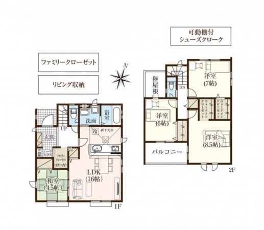仙台市青葉区愛子東、新築一戸建ての間取り画像です