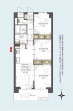仙台市泉区八乙女、マンションの間取り画像です