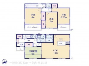 仙台市若林区、新築一戸建ての間取り画像です