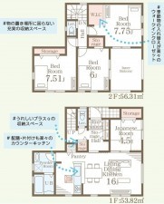 仙台市若林区若林、新築一戸建ての間取り画像です