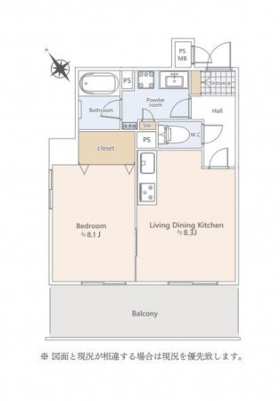 仙台市若林区、収益物件/マンションの間取り画像です