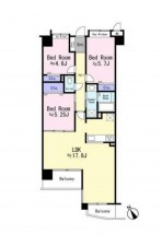仙台市泉区市名坂、マンションの間取り画像です