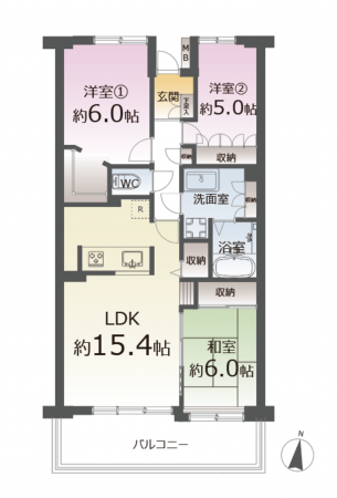 仙台市青葉区、マンションの間取り画像です