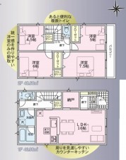 仙台市青葉区桜ケ丘、新築一戸建ての間取り画像です