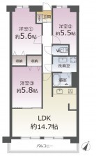 仙台市泉区八乙女中央、マンションの間取り画像です