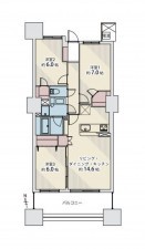 仙台市宮城野区、マンションの間取り画像です