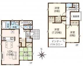 仙台市青葉区川平、新築一戸建ての間取り画像です