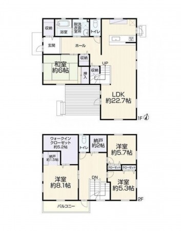 仙台市泉区紫山、中古一戸建ての間取り画像です