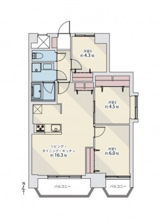 仙台市青葉区五橋、マンションの間取り画像です