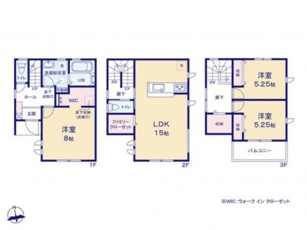 仙台市若林区、新築一戸建ての間取り画像です