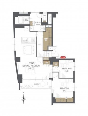 仙台市青葉区、マンションの間取り画像です