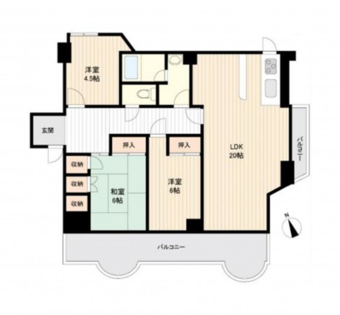 仙台市青葉区、収益物件/マンションの間取り画像です