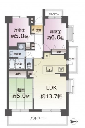 仙台市泉区泉中央、マンションの間取り画像です