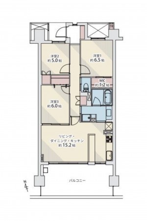 仙台市泉区高森、マンションの間取り画像です