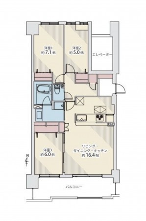 仙台市青葉区、マンションの間取り画像です