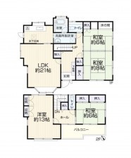 仙台市泉区南光台東、中古一戸建ての間取り画像です