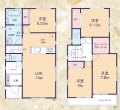 静岡市駿河区中島、新築一戸建ての間取り画像です
