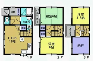 静岡市駿河区馬渕、中古一戸建ての間取り画像です