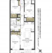 静岡市駿河区小黒、マンションの間取り画像です