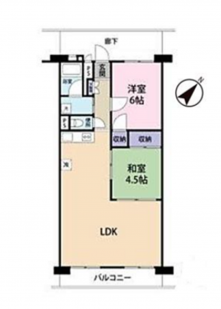 静岡市駿河区曲金、マンションの間取り画像です